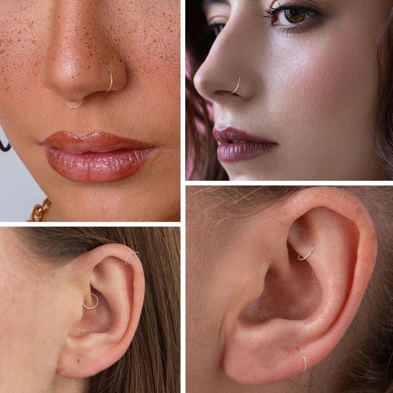 FUNLMO Store 316L Surgical Steel Hinged Segment Nose Ring Hoop for Nose Septum Cartilage Helix Tragus Conch Rook Daith Lobe Lip Piercings 1 Pc - Image 5
